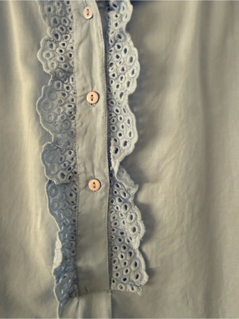ME+EM Light Blue Eyelet Trim Long Sleeve Blouse Size 14 - Picture 4 of 10